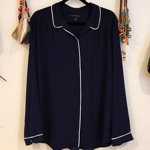 Banana Republic Blouse Pajama Style XL Navy